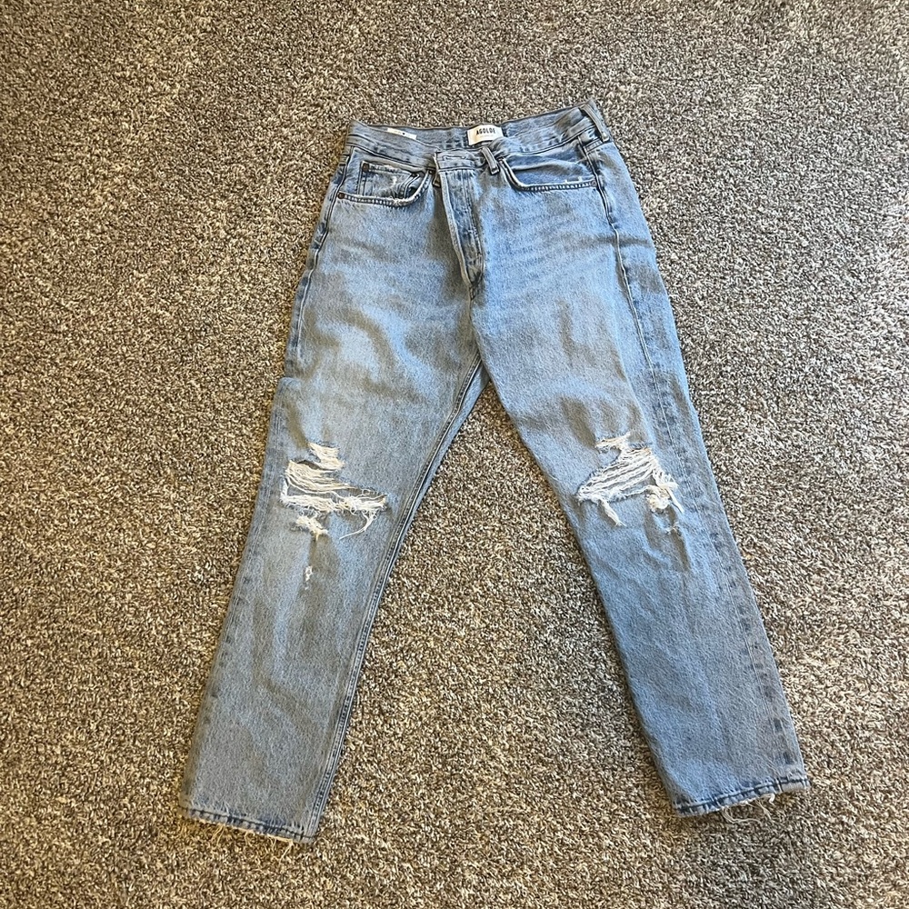 Agolde Light Blue Distressed Women Jeans